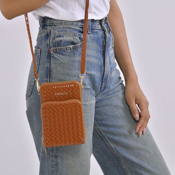 Passage - RFID Kunstleder Crossbody-Tasche, Braun image number 3