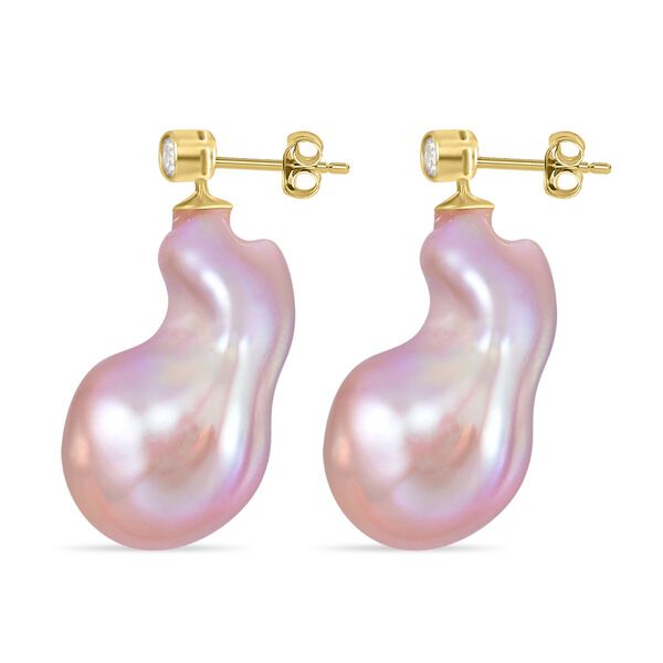 Barock mehrfarbige S&uuml;&szlig;wasserperlen- und Zirkon-Ohrringe image number 3