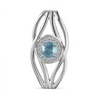 TUCSON FIND - Natürlicher AA Aqua Kyanit, Weißer Zirkon Anhänger 925 Silber rhodiniert ca. 0.79 ct