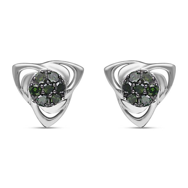Gr&uuml;ne Diamant Ohrstecker, 925 Silber platiniert ca. 0,25 ct