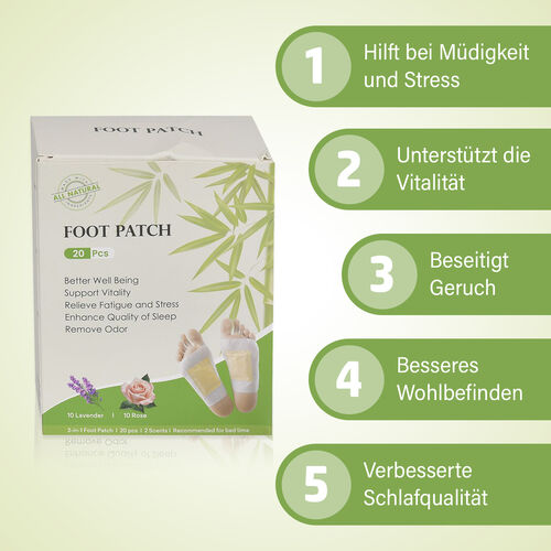 20er Set Detox Fußpflaster, Entgiftungspflaster, Lavendel und Rosen image number 1