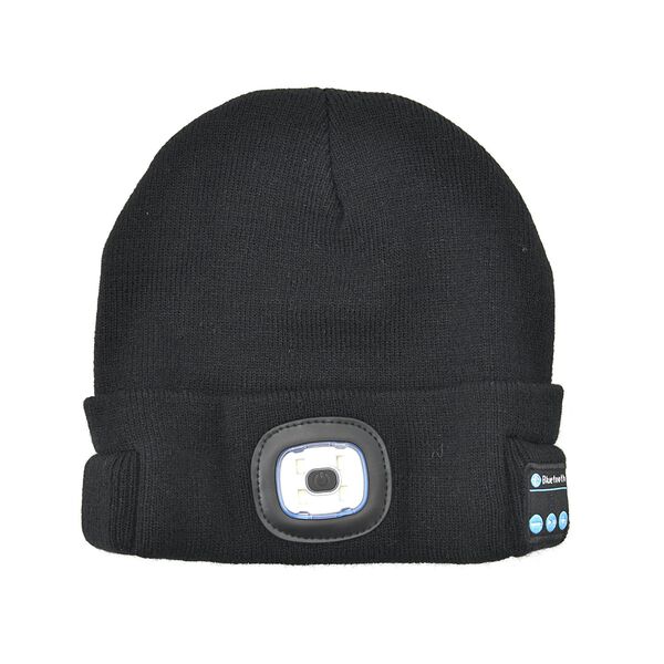 Stilvolle und vielseitige Strickmütze mit Bluetooth und eingebautem LED-Licht, 21x28cm, schwarz image number 9