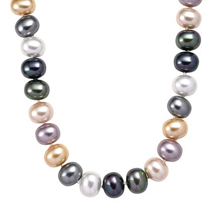 Mehrfarbige Muschelperlen Halskette ca. 50 cm Reiner Edelstahl Standard