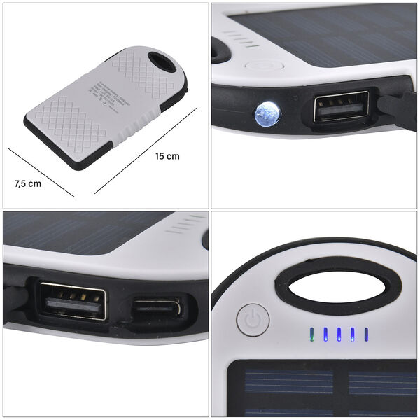 Solarbetriebene Powerbank mit USB Anschluss, Weiß image number 5