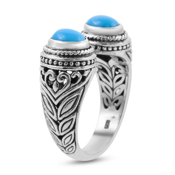 Royal Bali Kollektion - Natürlicher Sleeping Beauty Türkis Ring 925 Silber image number 4