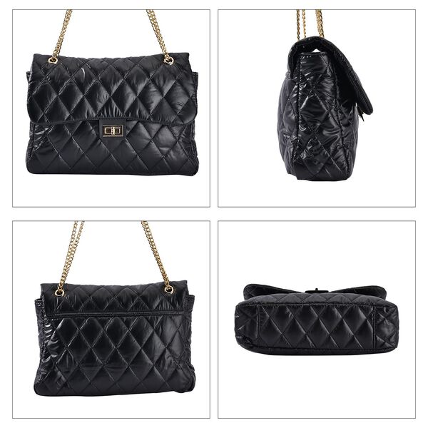 Stilvolle gesteppte Crossbody-Tasche mit RFID Schutz, wasserabweisend, 32x23x10cm, schwarz image number 3