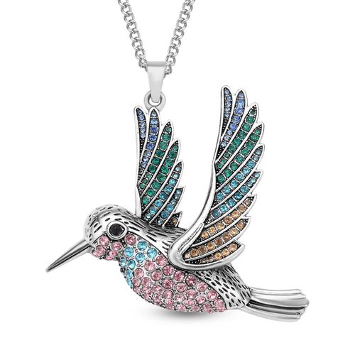 Kristall Kolibri-Anhänger mit Kette, silberfarben image number 0