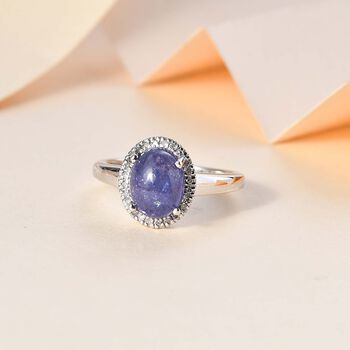 AA Tansanit und wei&szlig;er Diamant Ring, ca. 2,62 ct.