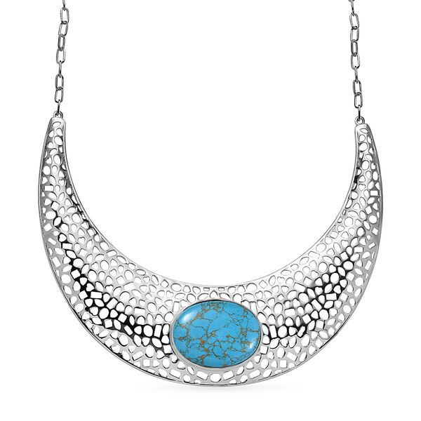 Blaue T&uuml;rkis-Halskette, 45 cm - 59,36 ct.