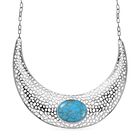 Blaues Türkis Halskette, ca. 45 cm, platiniert, ca. 59.36 ct