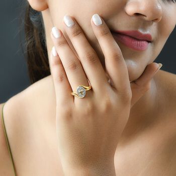 AAA Turkizit und wei&szlig;er Zirkon-Ring - 0,96 ct.