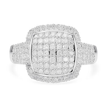 Wei&szlig;er Diamant Ring 925 Silber platiniert (Gr&ouml;&szlig;e 18.00) ca. 1.02 ct