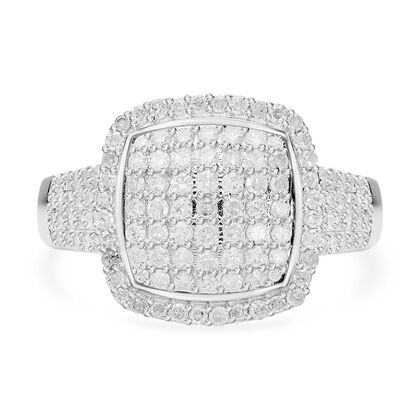 Wei&szlig;er Diamant Ring 925 Silber platiniert (Gr&ouml;&szlig;e 18.00) ca. 1.02 ct