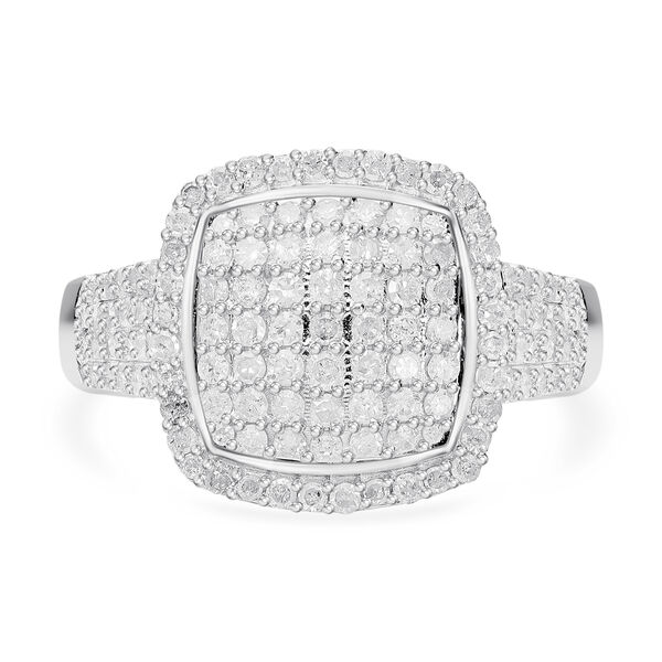 Wei&szlig;er Diamant Ring 925 Silber platiniert (Gr&ouml;&szlig;e 18.00) ca. 1.02 ct