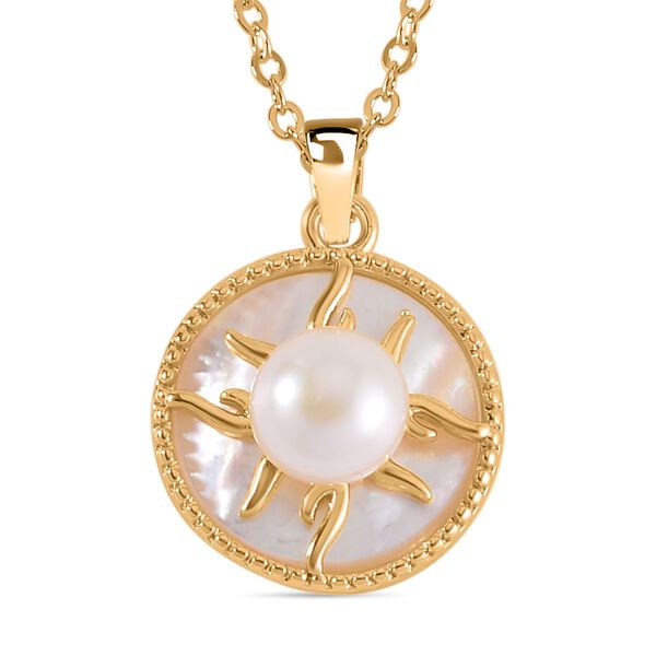 S&uuml;&szlig;wasser Perle, Wei&szlig;es Perlmutt Schmuckset Reines Messing