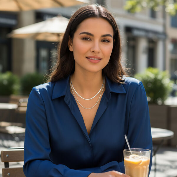 2er Set Halskette, ca. 50 cm mit 5 cm extender, Reiner 316L Edelstahl, Silberfarben image number 3