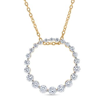 LUXURIANT SGL zertifizierter SI-GH Labor Diamant Anh&auml;nger mit 50cm Kette, 925 Silber 750 Gelbgold Vermeil - 1 ct.