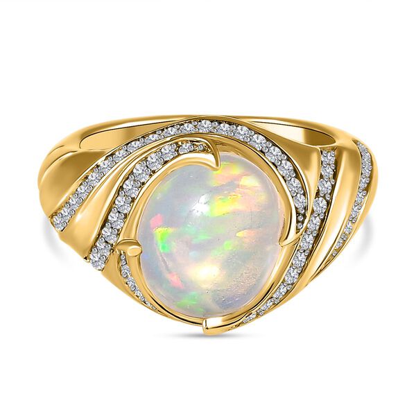 Nat&uuml;rlicher, &auml;thiopischer Welo Opal und Zirkon-Ring - 2,67 ct. image number 0