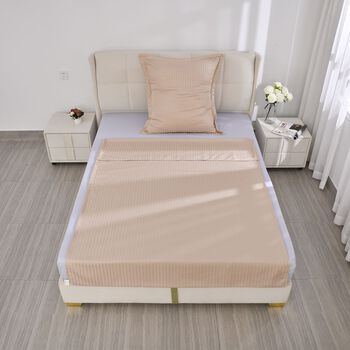 Bettw&auml;sche-Set aus 80% Baumwolle mit Satin-Streifen, 135x200 cm und 80x80 cm, Beige