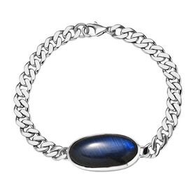 D'Joy AAA Labradorit Armband ca. 20 cm 925 Silber rhodiniert ca. 25,32 ct.