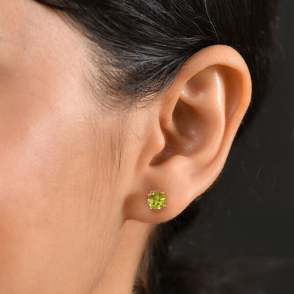 Natürliche Peridot Ohrringe, 925 Silber vergoldet - 1,30 ct. image number 3