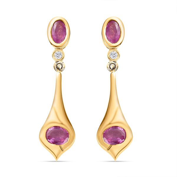 Ilakaka Rosa Saphir und Zirkon Ohrh&auml;nger - 1,71 ct. image number 0