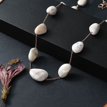 Natrolith Halskette, 60 cm - 121 ct.