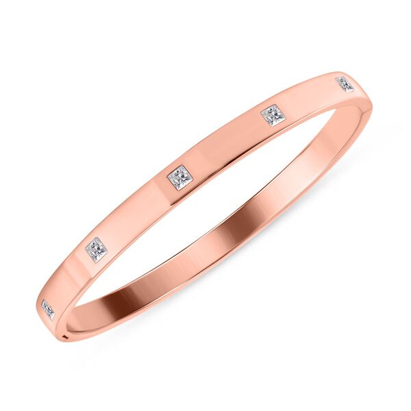 Wei&szlig;er Kristall Armreif ca. 19 cm Reiner Edelstahl, ros&eacute;vergoldet image number 4