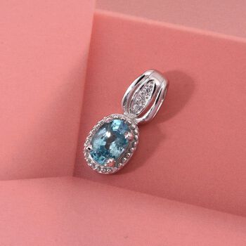 D&rsquo;joy Blauer Zirkon, Wei&szlig;er Zirkon Anh&auml;nger 925 Silber rhodiniert ca. 1.29 ct