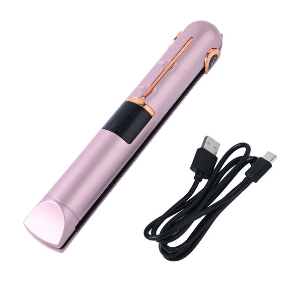 Kabelloses Mini-Gl&auml;tteisen mit wiederaufladbarer Batterie, Abmessung 25x4,1 cm, Ros&eacute;gold image number 3