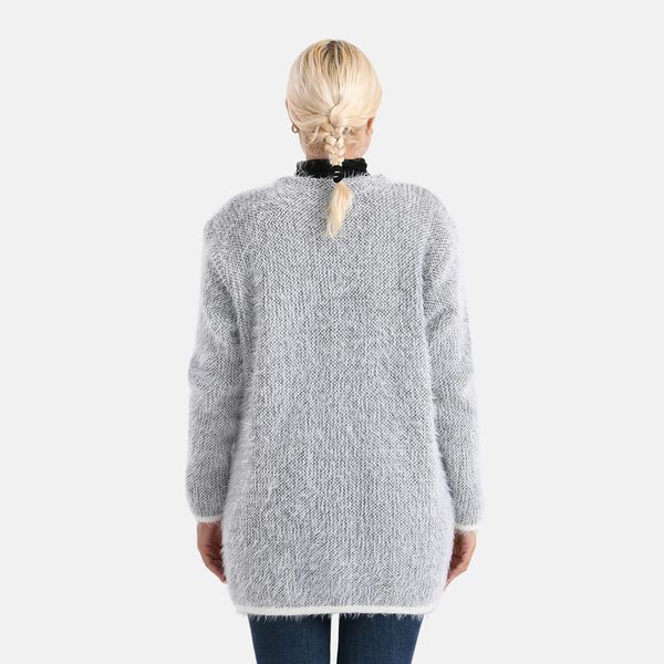 Kuschelweicher, langer &Uuml;bergangs-Cardigan mit 2 Taschen, gestrickt, Hellgrau image number 2