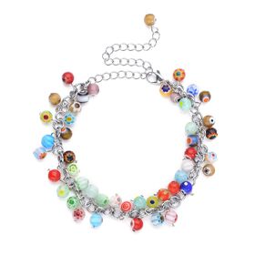 Mehrfarbiges Armband/ Fußkettchen im Murano-Stil, 19+10cm