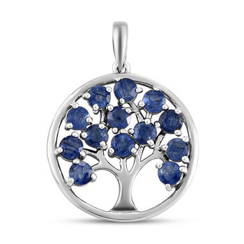 Masoala Saphir (Fissure gef&uuml;llt) Lebensbaum-Anh&auml;nger, 925 Silber platiniert ca. 2,52 ct