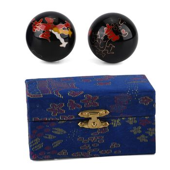 "Cloisonne enamel fitness ball Dragon Size:3# 4.7cm Material:Iron Color: Black "