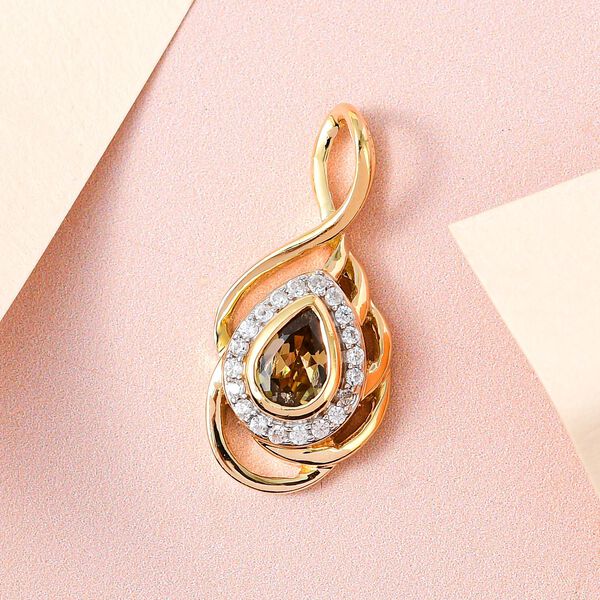 Nat&uuml;rlicher, goldener Tansanit und Zirkon-Anh&auml;nger - 0,60 ct. image number 3