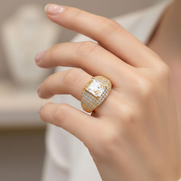 Wei&szlig;er Zirkonia Ring Nickelfreies Messing (Gr&ouml;&szlig;e 20.50) image number 2