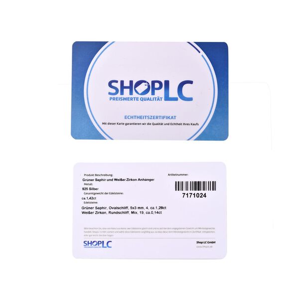 Grüner Saphir und weißer Zirkon-Anhänger - 1,42 ct. image number 7
