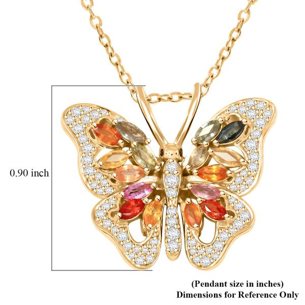 Clarte Flutter Kollektion- Multi Saphir und Moissanit Anhänger mit 45cm Kette - 1,63 ct. image number 5