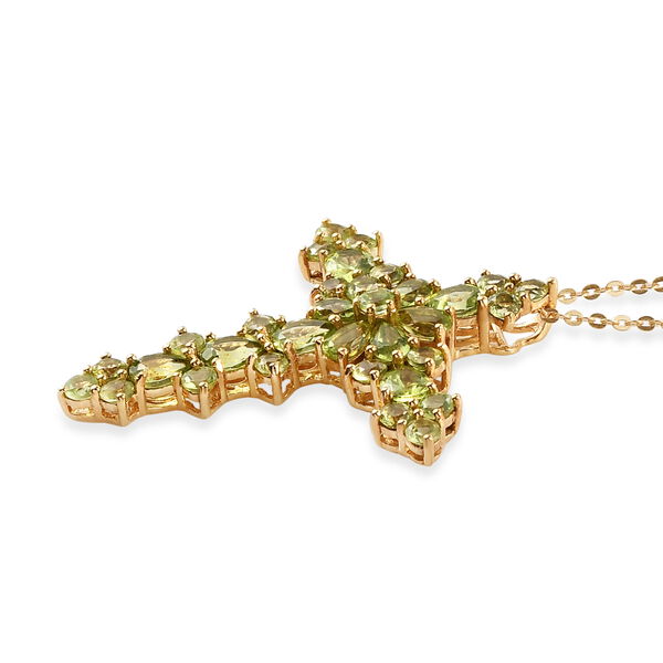 Peridot Kreuz-Anhänger mit Kette in Silber, 5,55 ct. image number 4