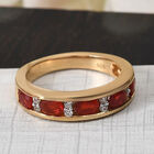 Mexikanischer Kirschfeuer-Opal und Zirkon Ring 925 Silber 585 Vergoldet image number 1
