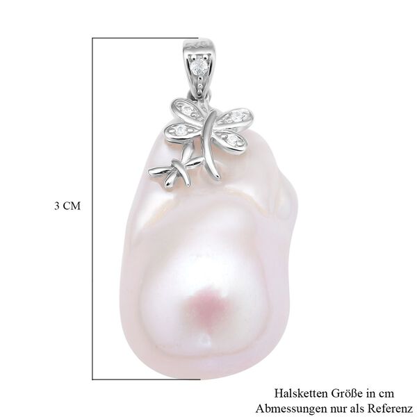 Süßwasser Perlen und weißer Zirkonia-Anhänger, 925 Silber rhodiniert ca. 0.10 ct image number 5