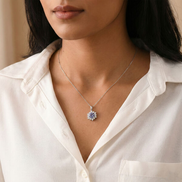 D'Joy AA Tansanit, Moissanit Schmuckset ca. 50 cm 925 Silber rhodiniert ca. 1,67 ct. image number 2