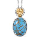 Blauer Türkis mit Löwenkopf - Anhänger mit Kette im Bicolor-Design, ca. 17.00