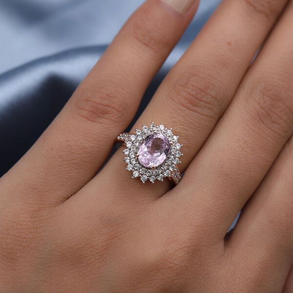 Martha Rocha Kunzit und Zirkon Ring 925 Silber Rosé Gold-Überzug image number 3