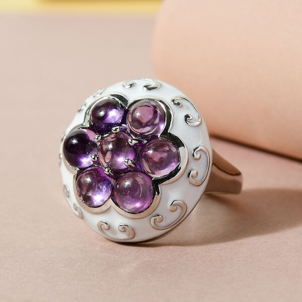 Afrikanischer Amethyst Ring Messing platiniert  ca. 3,88 ct image number 2