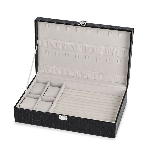 Premium Schmuckbox mit Silberpoliertuch, 32x20x8,7 cm, Schwarz image number 5