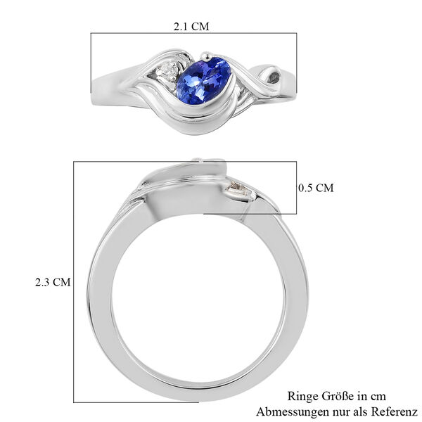 Tansanit und Zirkon Ring 925 Silber platiniert  ca. 0,53 ct image number 7