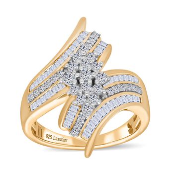 LUXURIANT SGL zertifizierter SI-GH Labor Diamant Ring, 925 Silber 750 Gelbgold Vermeil - 1 ct.