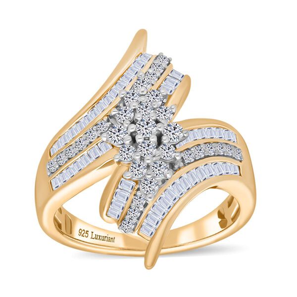 LUXURIANT SGL zertifizierter SI-GH Labor Diamant Ring, 925 Silber 750 Gelbgold Vermeil - 1 ct. image number 4