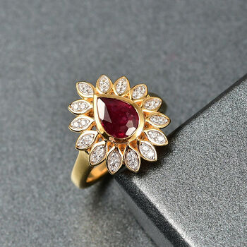 D'Joy Afrikanischer Rubin und Zirkon Ring und Anh&auml;nger